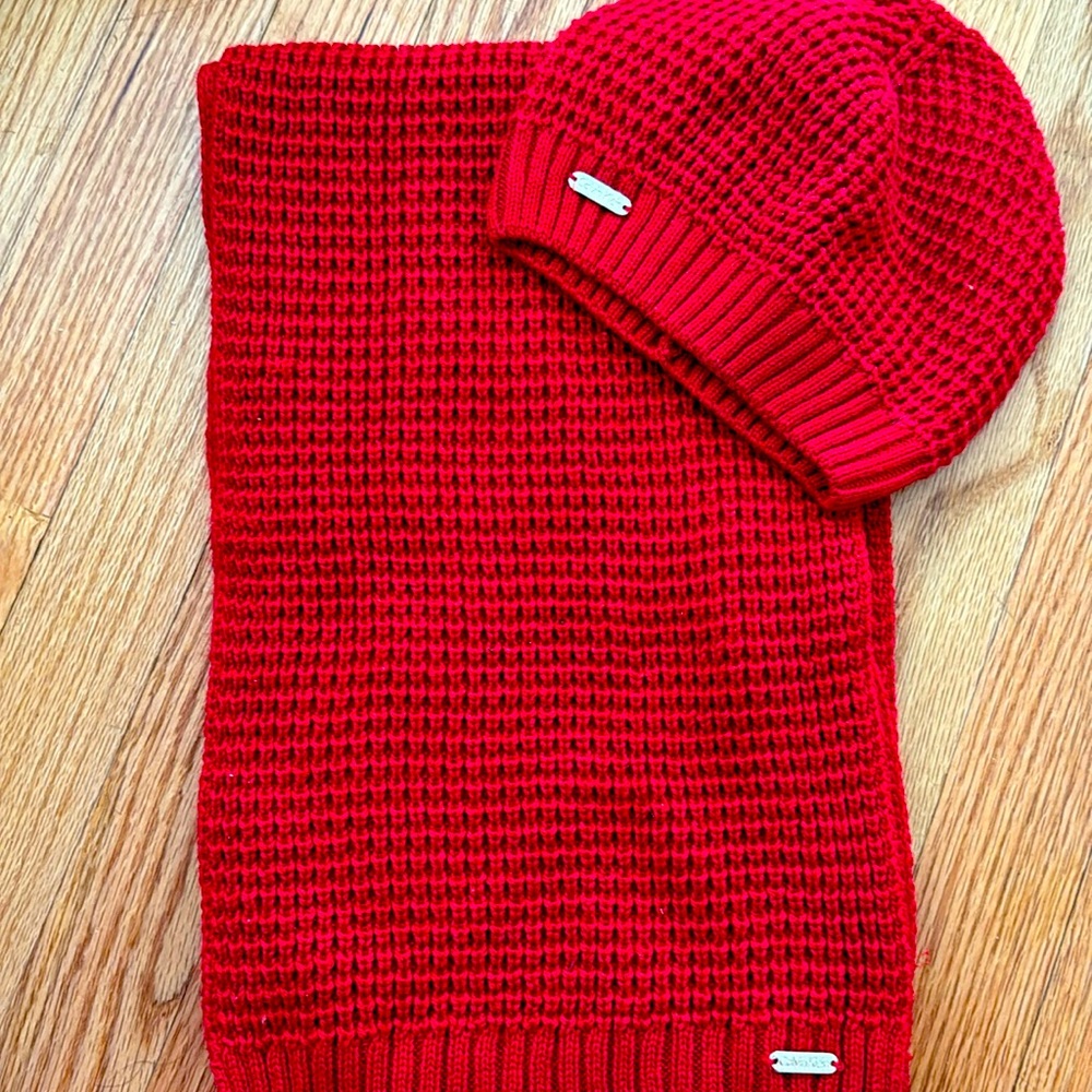 Calvin Klein red scarf/hat